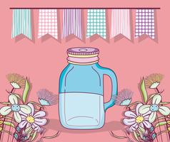 Mason jar party drawing vector