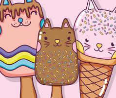 Cats and ice cream vector