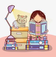 Girl with books cartoons vector