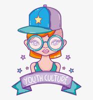 Youth culture millenial woman cartoon vector