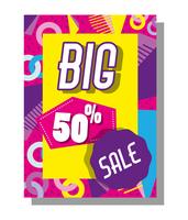 Big sale poster memphis tyle vector