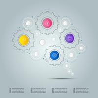 Diseño infográfico concepto de conexión de negocios en forma de símbolo del cerebro con 4 opciones. vector