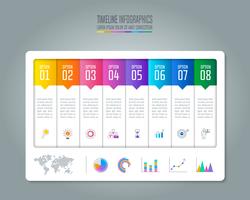 Timeline infographic business concept with 8 options. vector