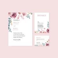 Happy Wedding card floral garden invitation card marriage, rsvp detail. space layout vintage ornament beautiful ,  watercolor vector illustration template collection design