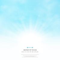 Abstract of the sun with clouds on soft blue sky background. vector