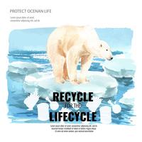 Global Warming and Pollution. Poster flyer brochure advertising campaign, save the world template design , creative watercolor vector illustration design