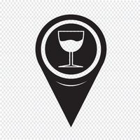 Mapa de puntero de vidrio icono de bebida vector