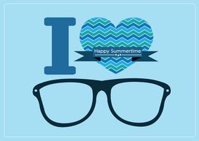 i love summer with sunglasses illustration  vector