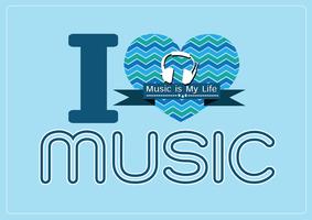 i love Music and Music is My Life word font type with signs idea design vector