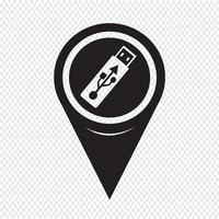 Icono puntero del mapa USB Flash Drive vector