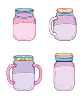 Set of mason jar drawings vector