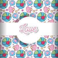 Love and hearts pattern background vector