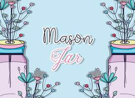 Mason jar with flowers vector