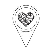 Mapa del puntero del icono del corazón vector