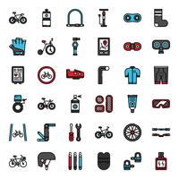 bicycle accessories fill outline icon vector