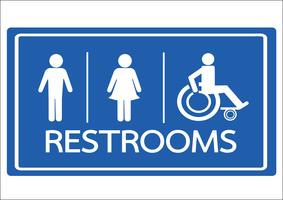 Icono de baño masculino femenino y silla de ruedas Icono de desventaja vector