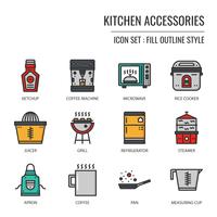 icono de accesorios de cocina vector