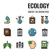 icono de contorno lleno de ecología vector