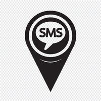 Icono de SMS de puntero de mapa vector