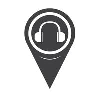 Map Pointer Headphones Icon vector