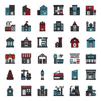 building filled outline  icon vector