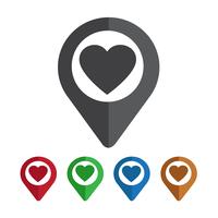 Map pointer heart icon vector
