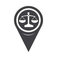 Mapa puntero escalas de icono de justicia vector