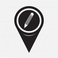 Icono de lápiz de puntero de mapa vector
