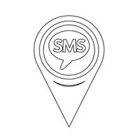 Icono de SMS de puntero de mapa vector