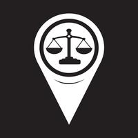Mapa puntero escalas de icono de justicia vector