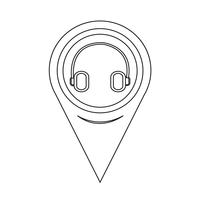 Icono de auricular de mapa puntero vector