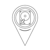 Icono del disco duro del puntero del mapa vector