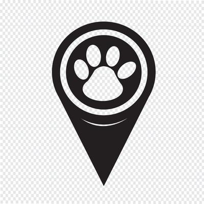 Map Pointer Paw Print Icon