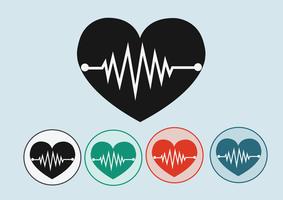 Heart wave icons vector