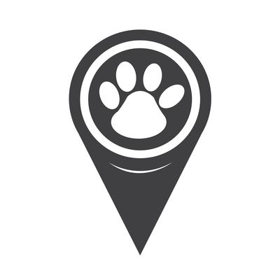 Map Pointer Paw Print Icon