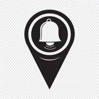 Icono de campana de puntero de mapa vector