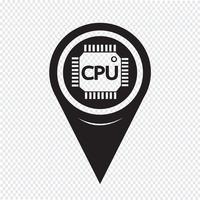 Icono de la CPU del puntero del mapa vector