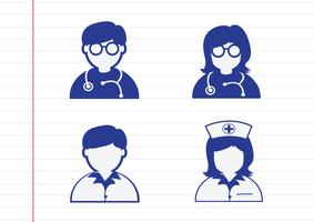 Doctor Nurse   Patient Sick Icon Sign Symbol Pictogram vector