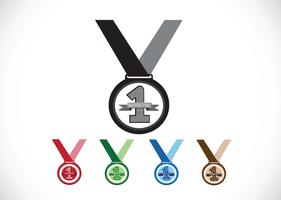 Medal icons set vector
