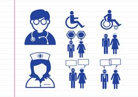 Doctor Nurse   Patient Sick Icon Sign Symbol Pictogram vector