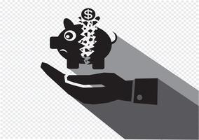 Hand and Broken Piggy Bank  vector