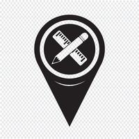 Map Pointer Pencil With Ruler Icon vector