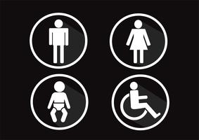 Restroom Symbol Icon of man woman  disability and  child  vector