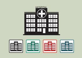 Diseño de icono de edificio de hospital en la ilustración vector