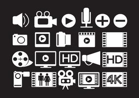 iconos de video película multimedia vector