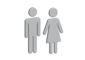 Pictograma 3D hombre mujer muestra iconos, signo de aseo o icono de baño vector