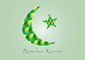 Ramadan Kareem Luna y estrella coloridas para el mes sagrado de los musulmanes vector