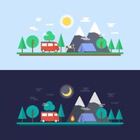 day and night camp vector