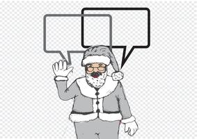 Santa Claus para Navidad dibujado a mano y hablando de burbujas de discurso vector
