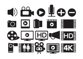 iconos de video película multimedia vector